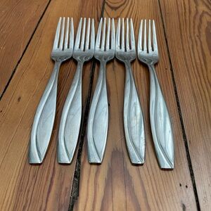 Set of 5 Oneida GROOVE 8-1/4" Stainless Steel Dinner Forks